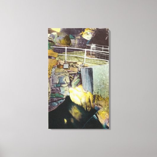 Golden Cascade en Natural Bridge Uitzicht Canvas Afdruk (Voorkant)