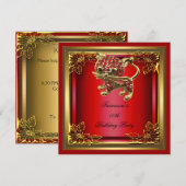 Golden Cat Elite Elegant Birthday Red Kaart (Voorkant / Achterkant)