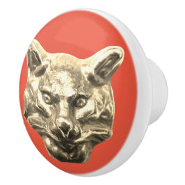 Golden Cat – goldene Katze – vergoldeter Kater Keramische Knop