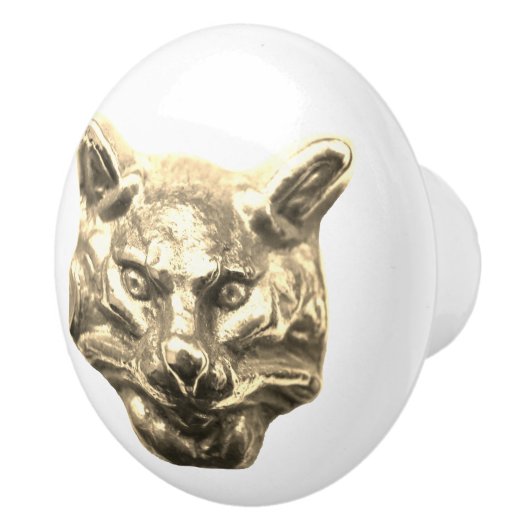 Golden Cat – goldene Katze – vergoldeter Kater Keramische Knop (Rechts)