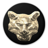 Golden Cat – goldene Katze – vergoldeter Kater Keramische Knop (Voorkant)