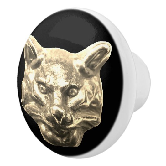 Golden Cat – goldene Katze – vergoldeter Kater Keramische Knop (Rechts)