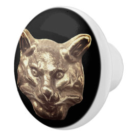 Golden Cat – goldene Katze – vergoldeter Kater Keramische Knop