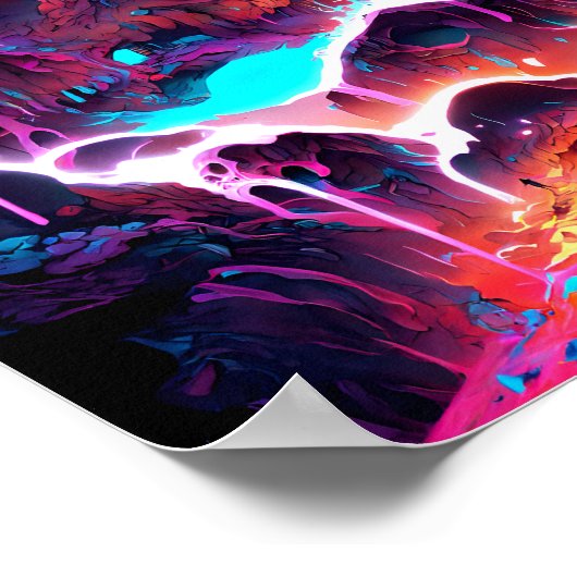 Golden Cave - Neon Ink Illustratie Poster (Hoek)