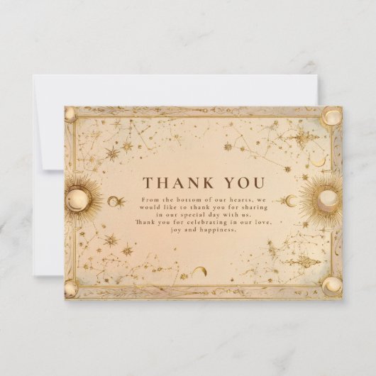 Golden Celestial Baroque Wedding Bedankkaart (Voorkant)