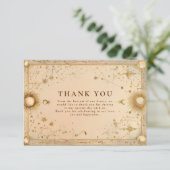 Golden Celestial Baroque Wedding Bedankkaart (Staand voorkant)