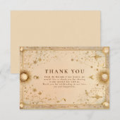Golden Celestial Baroque Wedding Bedankkaart (Voorkant / Achterkant)