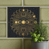 Golden Celestial Luna Phases Alchemical Harmony  Tegeltje