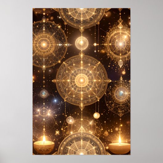 Golden Celestial Mystical Art Poster (Voorkant)