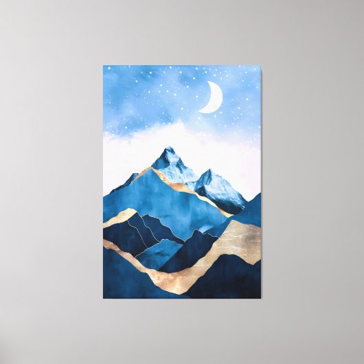 Golden Celestial Peaks Waterverf Canvas Afdruk (Voorkant)
