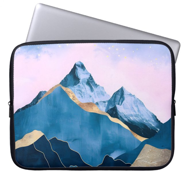 Golden Celestial Peaks Waterverf Laptop Sleeve (Voorkant)