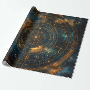 Golden Celestial Star Map Cadeaupapier