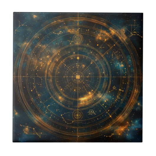 Golden Celestial Star Map Tegeltje (Voorkant)