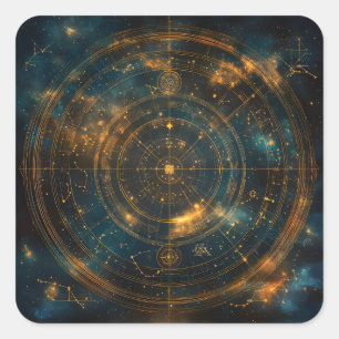 Golden Celestial Star Map Vierkante Sticker