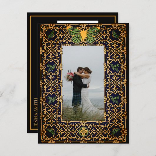 Golden Celtic Knot Save the Date Notice Post Aankondigingskaart (Voorkant / Achterkant)