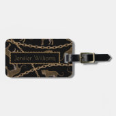 Golden chain glamour leopard cheetah bagagelabel (Voorkant horizontaal)