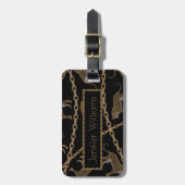 Golden chain glamour leopard cheetah bagagelabel (Voorkant verticaal)