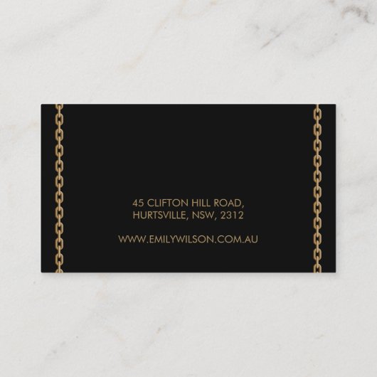 Golden chain glamour leopard cheetah bus visitekaartje (Achterkant)