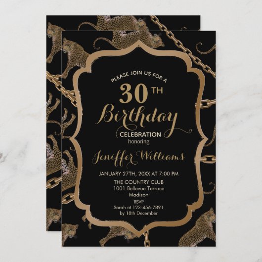 Golden chain glamour leopard cheetah kaart (Voorkant / Achterkant)