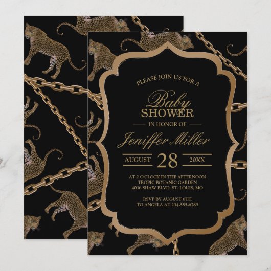 Golden chain glamour leopard cheetah kaart (Voorkant / Achterkant)