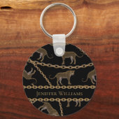 Golden chain glamour leopard cheetah sleutelhanger (Voorkant)