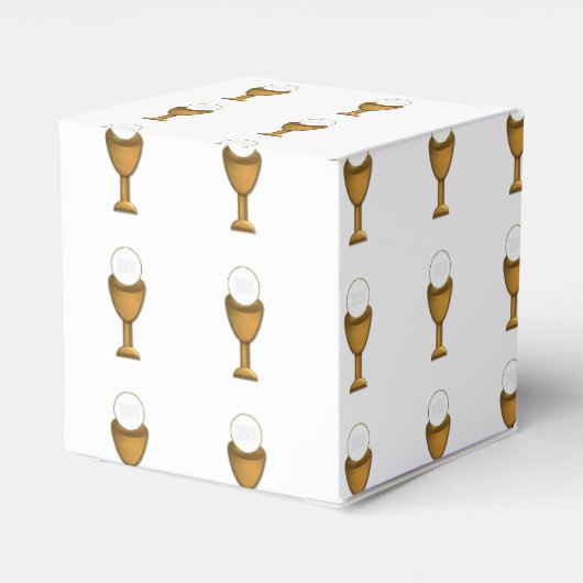 Golden Chalice en Host - Heilige Communie Bedankdoosjes (Achterkant)