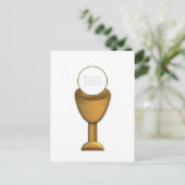 Golden Chalice en Host - Heilige Communie Briefkaart (Staand voorkant)