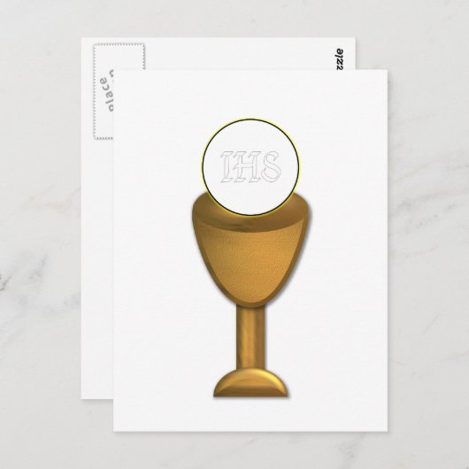 Golden Chalice en Host - Heilige Communie Briefkaart (Voorkant / Achterkant)