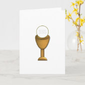 Golden Chalice en Host - Heilige Communie Kaart (Gele Bloem)