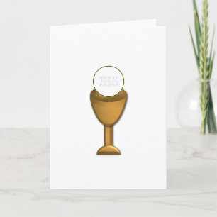 Golden Chalice en Host - Heilige Communie Kaart
