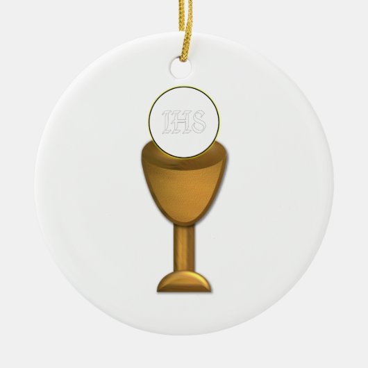 Golden Chalice en Host - Heilige Communie Keramisch Ornament (Voorkant)