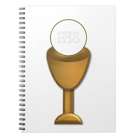 Golden Chalice en Host - Heilige Communie Notitieboek (Voorkant)