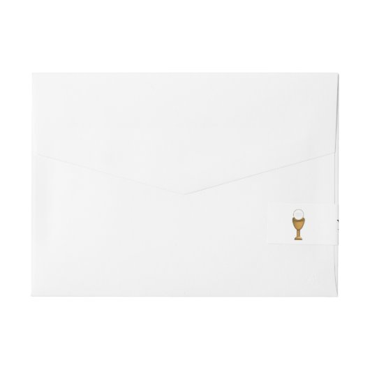 Golden Chalice en Host - Heilige Communie Omwikkelbaar Adreslabel (Achterkant)