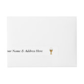 Golden Chalice en Host - Heilige Communie Omwikkelbaar Adreslabel (Voorkant)