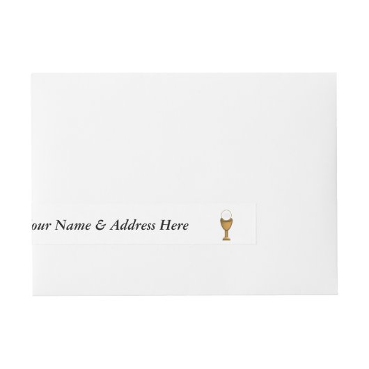 Golden Chalice en Host - Heilige Communie Omwikkelbaar Adreslabel (Voorkant)