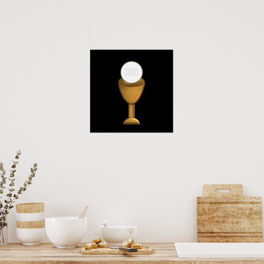 Golden Chalice en Host - Heilige Communie Poster (Keuken)