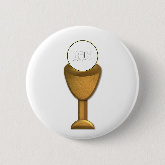 Golden Chalice en Host - Heilige Communie Ronde Button 5,7 Cm (Voorkant)