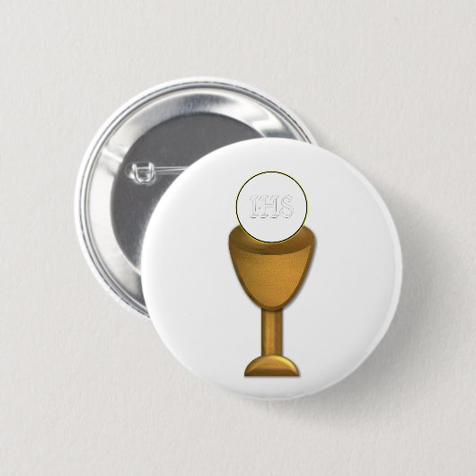 Golden Chalice en Host - Heilige Communie Ronde Button 5,7 Cm (Voorkant /achterkant)