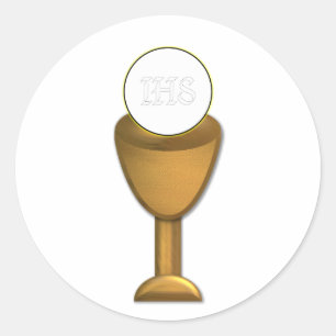 Golden Chalice en Host - Heilige Communie Ronde Sticker