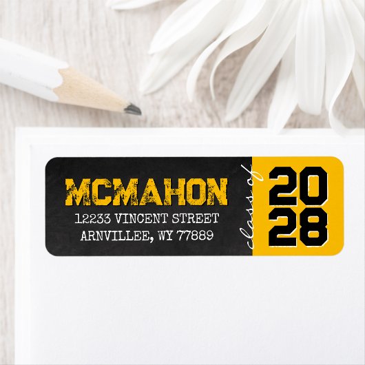 Golden Chalkboard Afstuderen retouradres Etiket