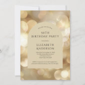 Golden Champagne Bokeh Arch 50th Birthday Kaart (Voorkant)