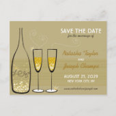 Golden Champagne Bubbles feest redt de datum Aankondigingskaart (Voorkant)