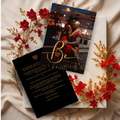 Golden Charm Heart in Red Custom Photo Wedding Save The Date