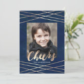 Golden Cheer | Kerst Fotokaart Feestdagenkaart (Staand voorkant)