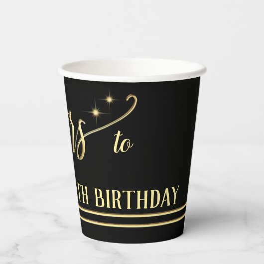 Golden Cheers Festive Birthday Paper Cups Papieren Bekers (Achterkant)