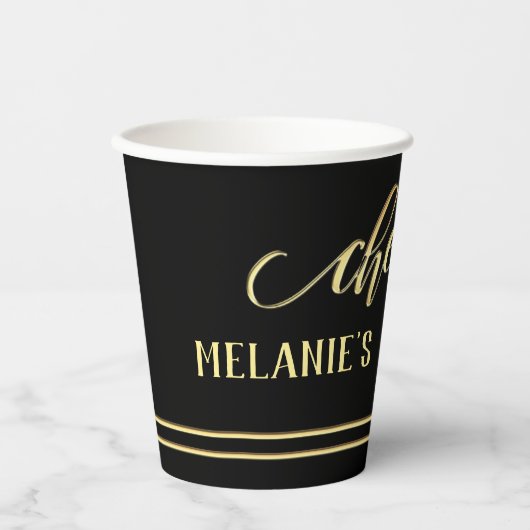 Golden Cheers Festive Birthday Paper Cups Papieren Bekers (Voorkant)