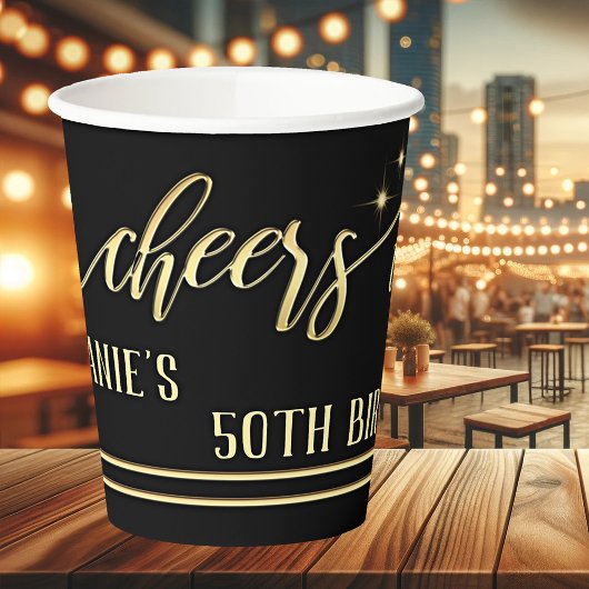 Golden Cheers Festive Birthday Paper Cups Papieren Bekers