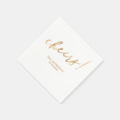 Golden Cheers Mr & Mrs Name Date White Background Servet (Hoek)