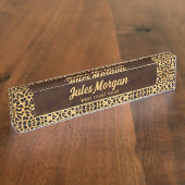 Golden Cheetah Animal Print voor haar Naambordje (Zijkant)