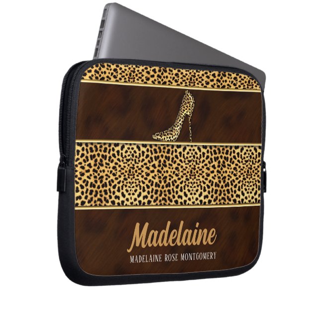 Golden Cheetah Hues in Wild Animal Print Laptop Sleeve (Voorkant Rechts)